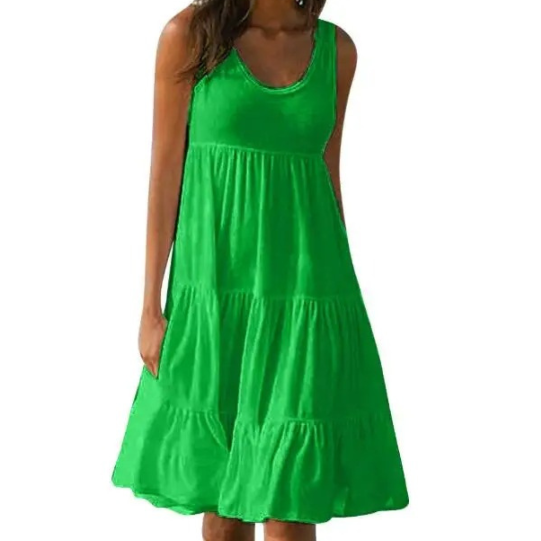 Sloane | Women boho midi dress with sleeveless tiered style