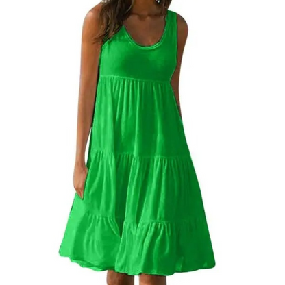 Sloane | Women boho midi dress with sleeveless tiered style