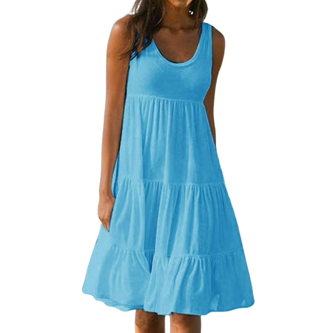 Sloane | Women boho midi dress with sleeveless tiered style