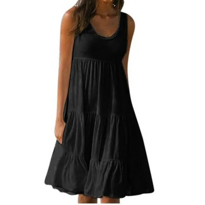 Sloane | Women boho midi dress with sleeveless tiered style