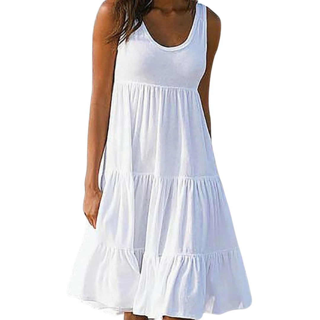 Sloane | Women boho midi dress with sleeveless tiered style